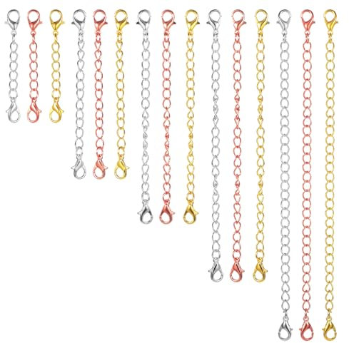 Oruola 15 Stück Armband Verlängerung,Kettenverlängerung,Verlängerung für Halskette,Verlängerungskette für DIY Schmuckherstellung,Halskette Extender in Golden,Silber und Roségold(5 Größen)