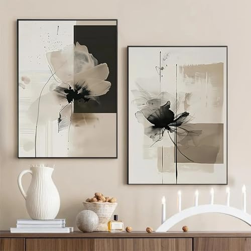 Ueiwffzo Set di 2 poster da parete, poster astratti, vintage, fiori da parete, set di stampe artistiche, per soggiorno, camera da letto, senza cornice (40 x 50 cm)