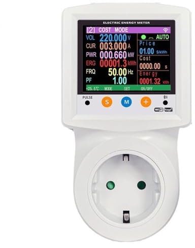 Tuya Prise de Courant Intelligente 230V APP Télécommande WIFI Wattmètre Compteur De Courant Alternatif Consommation d'Électricité Prise EU Compteur d'Énergie