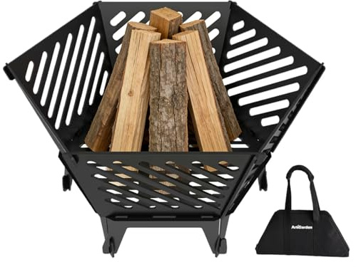 Artigarden 57 cm dickerwandige, robuste tragbare, zusammensteckbare Feuerschale für Camping, mit Reisetasche - Feuerschüssel für Terrasse, Garten, Grillen, Lagerfeuer