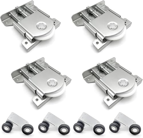 Juego de ruedas para puertas correderas, altura ajustable, herrajes para puertas correderas para armarios – Ruedas silenciosas para puertas correderas con ruedas de nailon para muebles, puertas