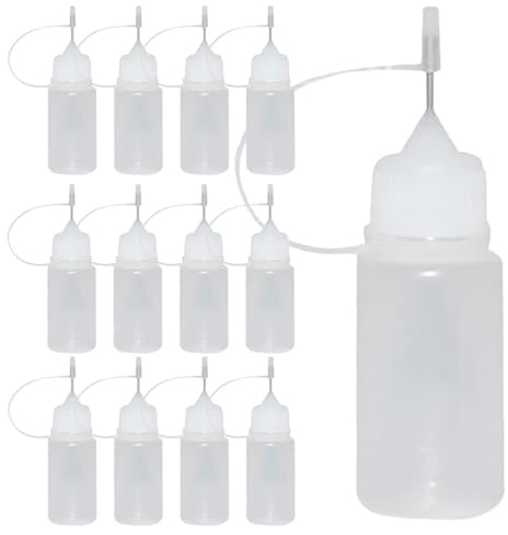 SHINEOFI Aplicadoras de Pegamento 15 Botellas de Plástico Blanco de 30 Ml Punta de Aguja para Dispensar Precisión en Manualidades y Reparaciones Domésticas