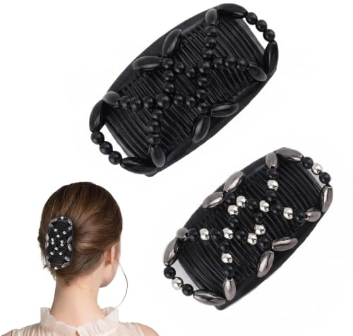 ZETKUS 2 Piezas Magic Hair Comb, Mágicas Pinza de Pelo Peine, Peinetas Elásticas de Pelo,Pinza Doble para Peineta,Magic Pinza para Peine para Mujer Moda Mágica Peine para el Cabello Mágico(Multicolor)
