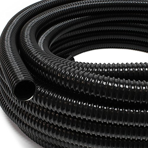 Wiltec Flexibler Förderschlauch 50m Spiralschlauch 32mm (1 1/4) schwarz mit Verstärkungsspirale Bewässerung Wasser Teich