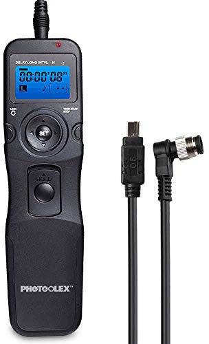Remote Shutter Release Camera Remote Control with 2 Connecting Cables, PHOTOOLEX T710N Wired Remote Controller LCD Timer for Nikon F100/D1H/D2/D3/D2H/D200/D300/D3000/D700/D70/D850/D5200/D5500/D5600