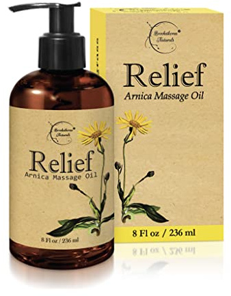 Brookethorne Naturals Arnica Massage Oil for Massage Therapy — Ideal for Athletic & Post Workout | Arnica Montana, Sweet Almond, Jojoba & Essential Oils | Botanical Formula for Active Lifestyles — 8oz