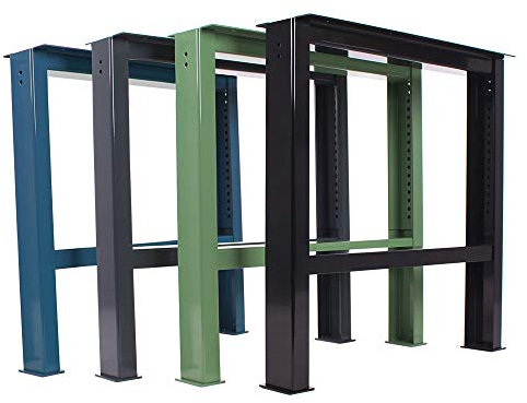 Profi Werkbankgestell Stahl WBG-550/550-850 Arbeitstisch höhenverstellbar Packtisch Werkbank Werkstatt Werkbankfuß Untergestell Werktisch Metall Stahlfuß (1 Stück) RAL 9005 tiefschwarz glänzend