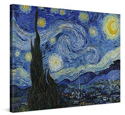 PICANOVA – Vincent Van Gogh Die Sternennacht 80x60 cm – Bild auf Leinwand – Leinwandbild – Premium Leinwanddruck – Kunstdruck Auf 2cm Holz-Keilrahmen Für Schlaf- Und Wohnzimmer