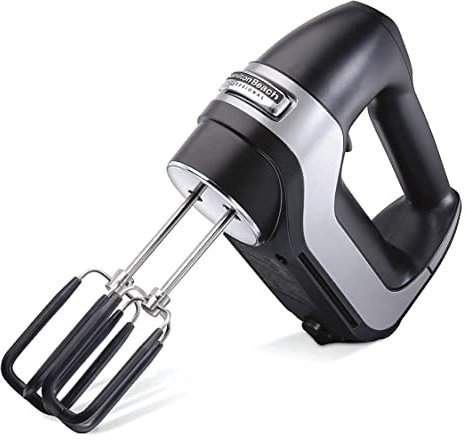 Hamilton Beach 7-Speed Digital Hand Mixer, 200W, Black – Includes Beaters, Whisk & Dough Hooks, Snap-On Storage Case, Quick Burst Function, Slow Start, Ergonomic Design for Easy Handling - 62655-SAU