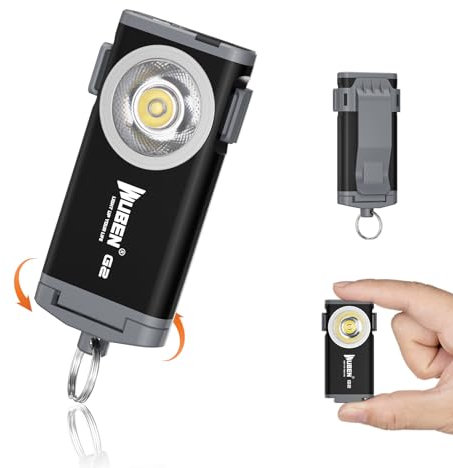 WUBEN G2 LED Mini Torcia 500 Lumen Portachiavi Magnetica Portatile con Clip Posteriore 5 Modalità Luce EDC per Ricerca Viaggi Campeggio（nero）