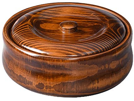 predolo Cuenco de Madera con Tapas para Sopa Cereal Keeper Ensaladera de Madera Maciza Cuenco para Servir, 23cmx7.5cm