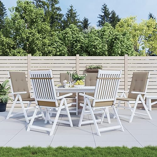 BaraSh Gartenstuhlauflagen für Hochlehner 6Stk. Taupe 120x50x3cm Stoff Sitzauflagen Hochlehner