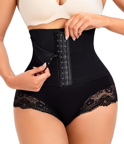Bafully Culotte Gainante Femme Ventre Plat Taille Haute Gaine Culottes Sculptantes Femme Dentelle Panty Gainante Shapewear (Noir,l)