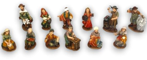 Set di 12 Statuine Presepe Mestieri Tradizionali, Dipinte a Mano, Disponibili in Due Misure (7 cm e 9 cm) – Perfetto per Presepi Classici, Artigianali e Dettagliati Presepio Napoletano (12, 7 cm)