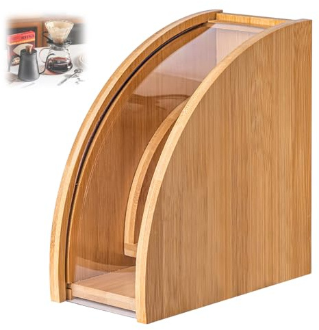 Kaffeefiltertütenhalter, Robust und Einfach zu Bedienen, Papierhalter für Kaffeefilter, Breites Anwendungsspektrum, Kaffeefilterhalter mit Deckel, für Küchen, Cafés, Bars (Hellbraun)