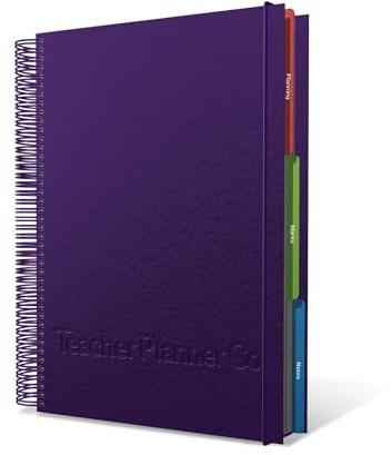 A4 Leatherette-Purple 6 Period Teacher Planner 2026-27