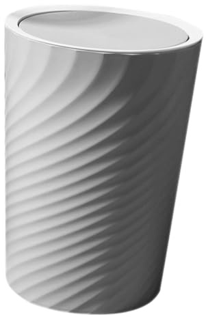 ARTSEWPLY Cubo De Basura De Plástico Con Tapa Abatible De 12l, Grande, Color Gris, Resistente y Práctico, Para Baño y Oficina, Cubo Doméstico Con Diseño Funcional