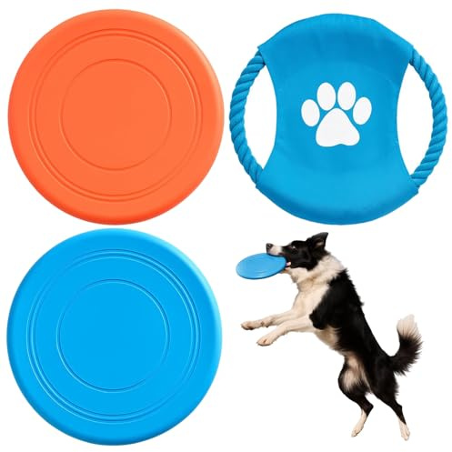 HSHEMBER 3PCS Dog Frisbee, Frisbee Dog Toy, Frisbee for Outdoor Play and Training with Pets, Designed for Fetch Games in Park and Backyard