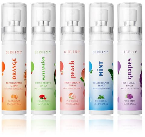 5 Pezzi Spray Alito Fresco sapore di frutta,l'Alito Spray per Bocca Rinfrescante l'Alitosi,Sprayper Bocca Alito Fresco,AlitoCattivo Deodorante per Orale,Orale per L'alito Cattivo (Colore-B)