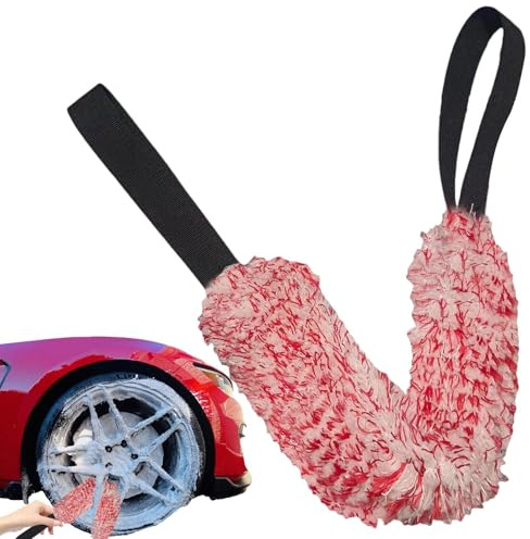 Auto-Radwaschtuch – Saugfähiger Plüschstoff, Eckreiniger Für Autofelgen, Ergonomisches Handtuch Mit Langem Riemen, Wiederverwendbares Autowaschzubehör | Für Garage, Fahrzeugwartung, Autoaufbereitung,