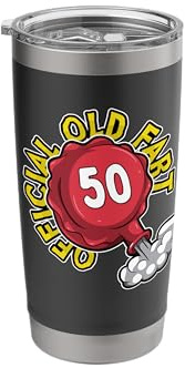 50th Birthday Official Old Fart Funny Red Whopee Cushion Stainless Steel Insulated Tumbler