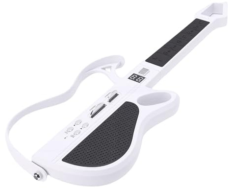 SPYMINNPOO Chitarra per Bambini, Giocattoli Musicali per Chitarra per Bambini Senza Corde Pieghevoli Ricaricabili con Luci a LED per Ragazze (WHITE)