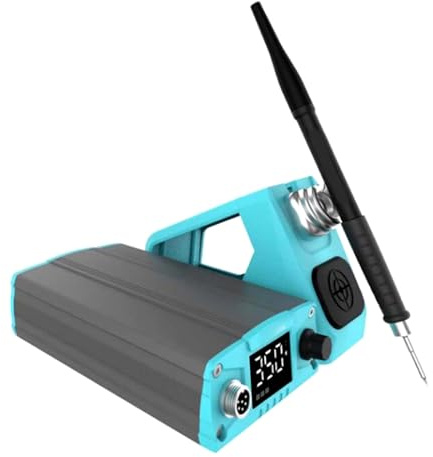 Gugxiom Lödstation 120W Snabbuppvärmning Digital LCD-tempkontroll med Antistatisk Jordtråd, Digital Lödkolvstationssats 100 Till 480°C Auto Sleep för Gör-det-själv-reparation El (EU)