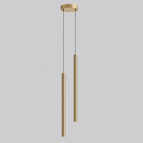 LIGKIN hängande LED-lampa Modern Minimalistisk Design 2 Spots LED-kronljus i aluminium 50 cm Guld för matsal, sovrum, vardagsrum