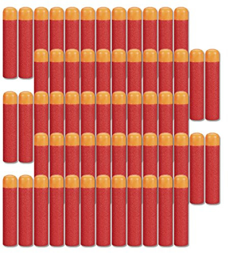YAAVAAW 60 Stück Nerf Pfeile,9.5cm Rot Pfeile Darts Schaum Munition Große,Soft Darts Bullets Nachfüllpackung,Spielzeug für N-Strike Elite Blasters Series Innen Außen Kinder Spielzeugpistole Zubehör