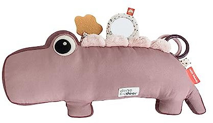Done by Deer Tummy Time Kissen - Baby Bauchlage Kissen und Sensorik Spielzeug ab 3 Monate - mit Spiegel, Knistergeräuschen und Taktilen Texturen sowie Beißring für Zahnungshilfe