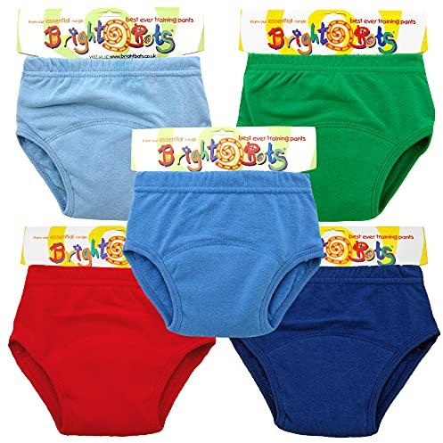 Bright Bots Potty Training Pants with Absorbent and Water Resistant Layer. Bright Pull On Washable Cotton Pants for Toddlers 5 Pack