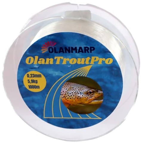 Olanmarp monofile Zielfischschnur 1000 m - Nylon Angelschnur - Bastelschnur - Schnur zum Basteln (Transparent - Forelle, 0,23 mm - 5,9 kg)