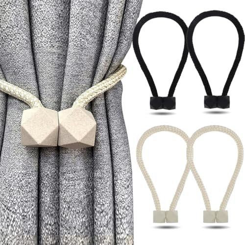 4 Stück Magnetische Vorhang Raffhalter, Vorhang Raffhalter Schnallen Holdbacks Halter Haken Clip für Zuhause Schlafzimmer Büro Dekorativer Vorhang für Haus Dekoration