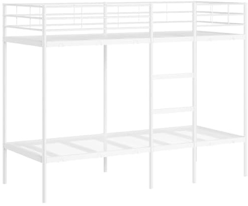 vidaXL Etagenbett ohne Matratze Weiß 80x200 cm Stahl, Bettgestell, Hochbett, Etagenbett mit Leiter, Bettrahmen, Schlafzimmermöbel