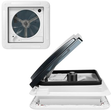 OUBUBY Dachluke Wohnwagen 28×28 12V Dachfenster Dachhaube Wohnwagen Wohnmobil Dachluke Fliegengitter Ventilator Camper Dachhaube als Fenster für Licht und Luft