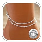 Kenivira Fussketten Für Frauen Silber 925 Wasserdichte Mehrschichtig Fußkettchen Für Damen Verstellbare Strand Fußkettchen Fußschmuck