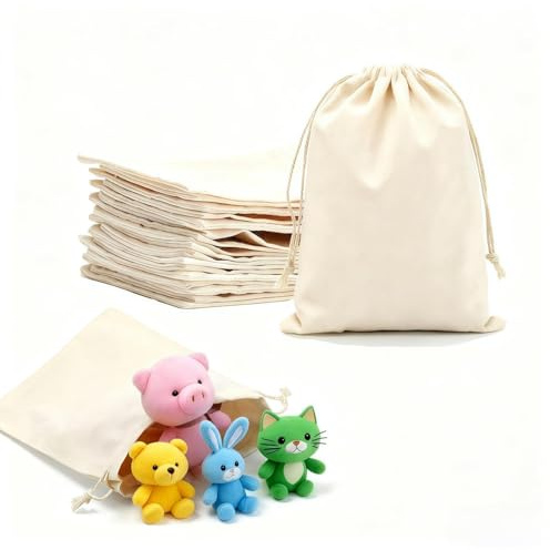 Intckwan 12 Bolsitas de Algodón 15x20cm con Cordón, Bolsas Vacías para Calendario de Adviento, Lavanda, Manualidades, Embalaje Regalo & Detalles de Boda