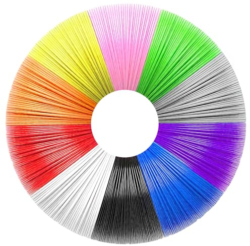 Filamento PCL para Bolígrafo 3D, 10 Colores 1,75 mm, 50m 3D Pluma Filament Para Niños y Adultos, para Pluma 3D e Impresoras 3D