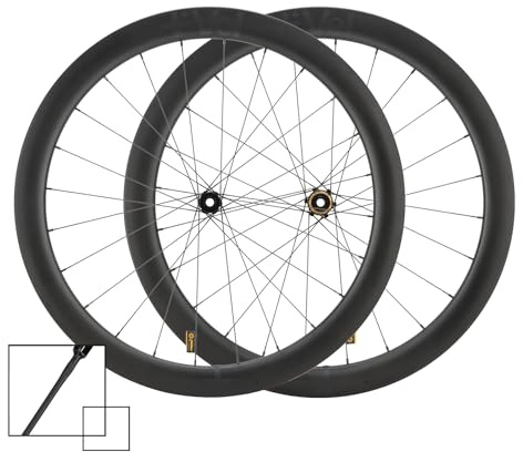 MEROCA VEL Rennrad-Radsatz aus Carbon, 700 C, Drahtreifen, 50/60 mm tief, Scheibenbremse, Drahtreifen ohne Schlauch, 36T Ratschennabe, Säulen-Speichen (leicht, 1435 g, 50 mm Tiefe)