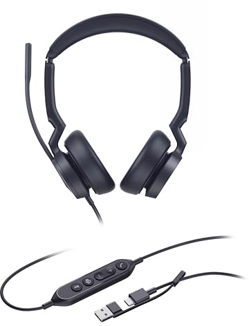 Yealink UH46 dubbelt USB-trådbundet headset med USB-C/A-adapter, team-variant