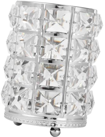 PENIKOKO Support Pinceaux Maquillage Cristal Taille L Argente Rangement Cosmétique Creux et Facile à Nettoyer pour Maison et Boutique