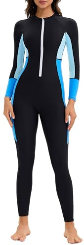 Ausing Maillot de Bain Integral Femme Rashguard Combinaison Femmes Maillot Une Pièce Sports Nautiques Surfing EU XS-3XL=Tag S-4XL