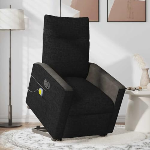 Owoxanthellate Poltrona massaggiante elettrica con supporto per alzarsi, in tessuto nero, 69 x 86 x 100 cm, massaggio vibrante a 135°, design moderno per soggiorno, camera da letto, anziani