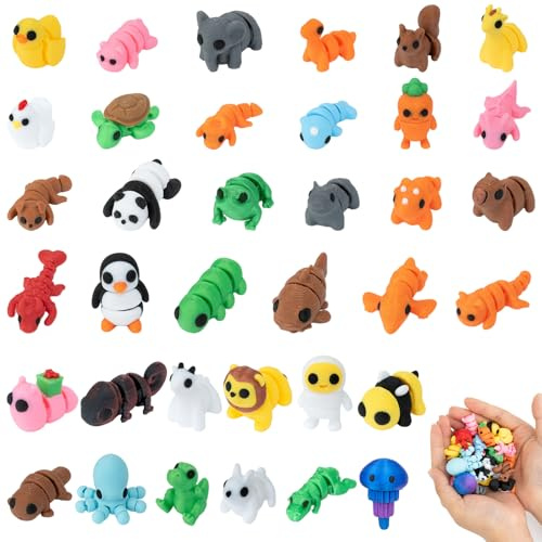 NIXRET 36Pcs Set di Animali Stampati in 3D, Figure di Animali 3D Dettagliate in PLA, Giocattoli Mobili Stampati in 3D per lo Sbollentimento dello Stress, Decorazione per Camera, Ufficio e Feste