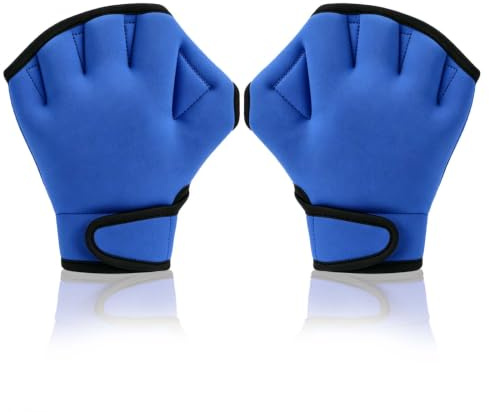 Shalve Gants de Natation, Gants Aquatiques palmés à Paume en Caoutchouc épais, Bordure en Lycra, antidérapants et résistants, pour plongée en apnée, Surf, plongée Libre et aquagym