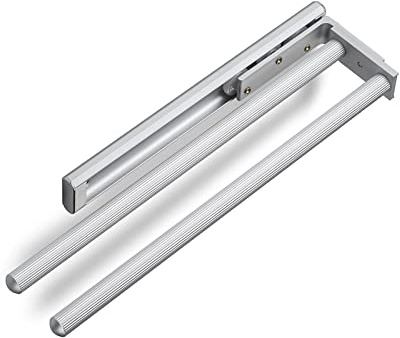 SOTECH 2 pezzi Portasciugamani rotanti TED 2-arm EV1 anodizzato (alluminio, 325-487 mm, estensibile) Portasciugamani telescopico a parete per bagno o cucina