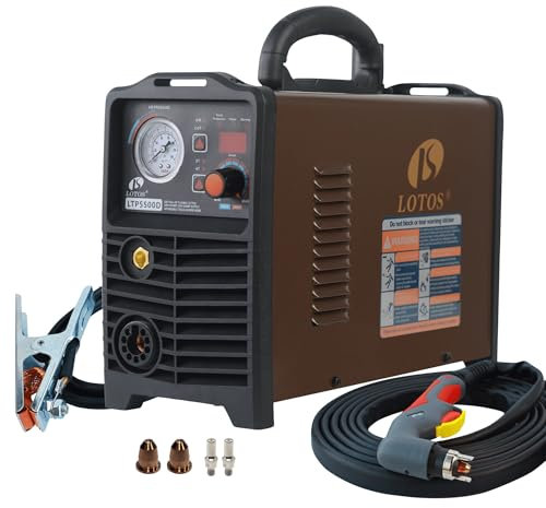 Lotos Non-Touch Pilot Arc Plasma Cutter, Dual Voltage 110V/220V, Brown (55AMP Digital)