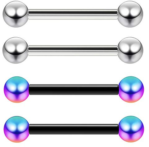 4 st 16 mätare brosk bar örhänge skivstång tragus barer trippel framåt helix Auricle regnbåge svart 10 mm