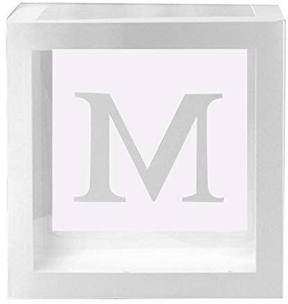 ECOSWAY 1Pc Transparent Carré Carton Boite Ballon Boite pour Bébé Douche Anniversaire Baptême Fête Décor - M