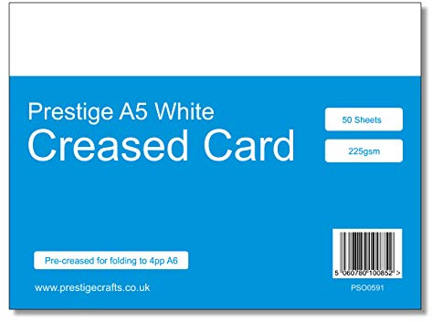 Prestige A5 White Card Pack Pre-Creased for Folding to 4pp A6-225gsm - 50 Sheets